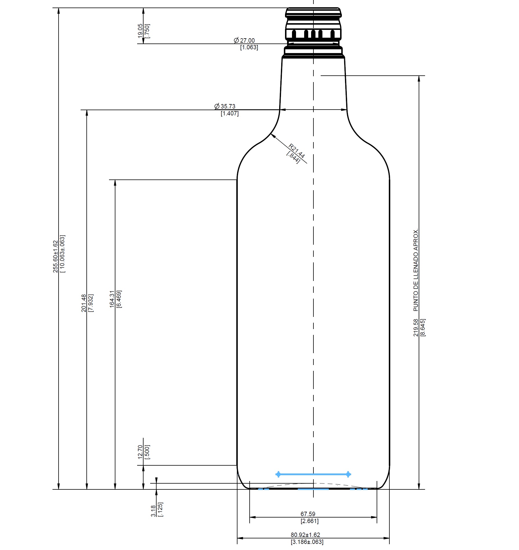 ENVASE DE VIDRIO 2780 FLINT GUALA