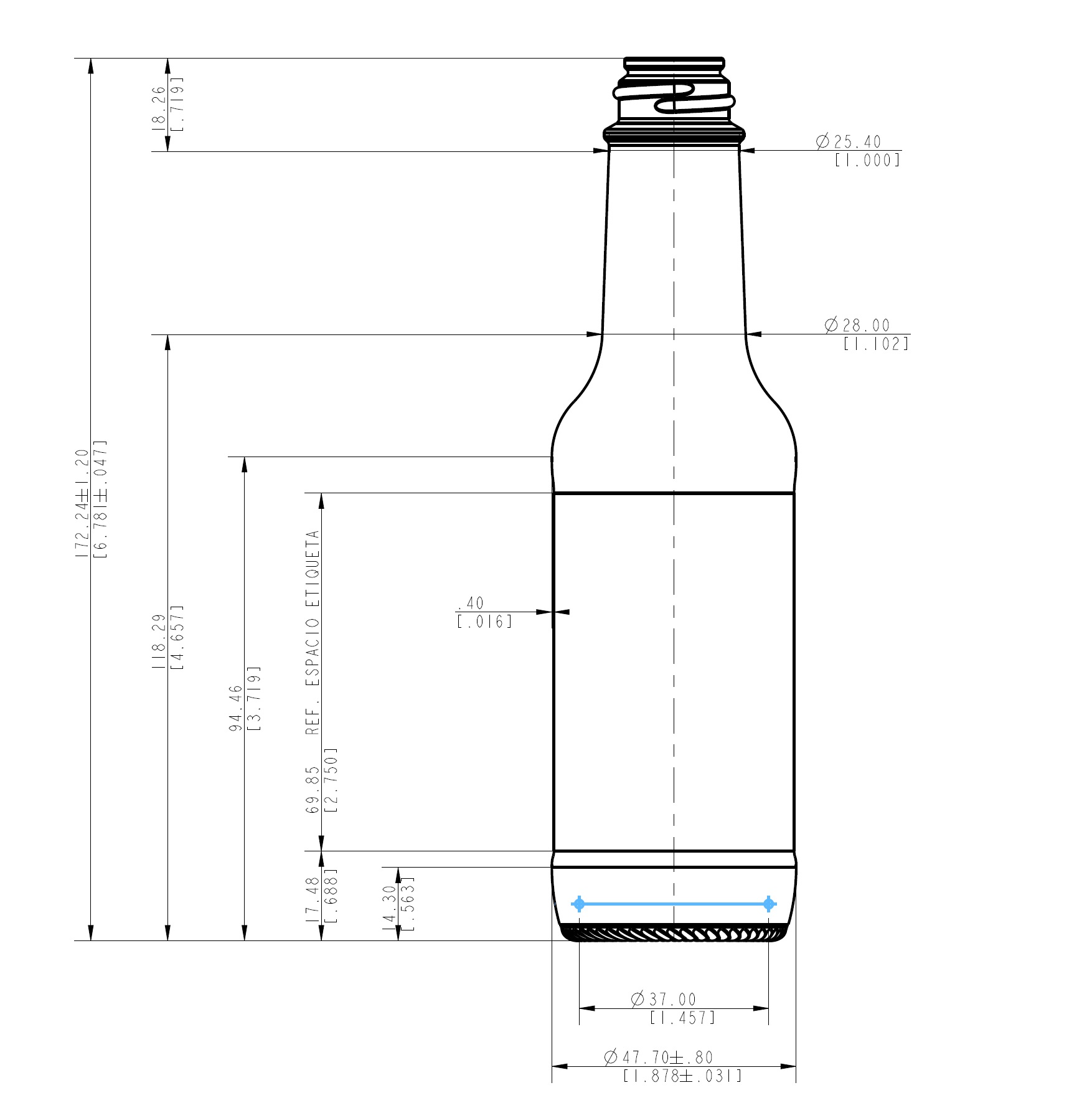 ENVASE DE VIDRIO 4338 FLINT ROSCA