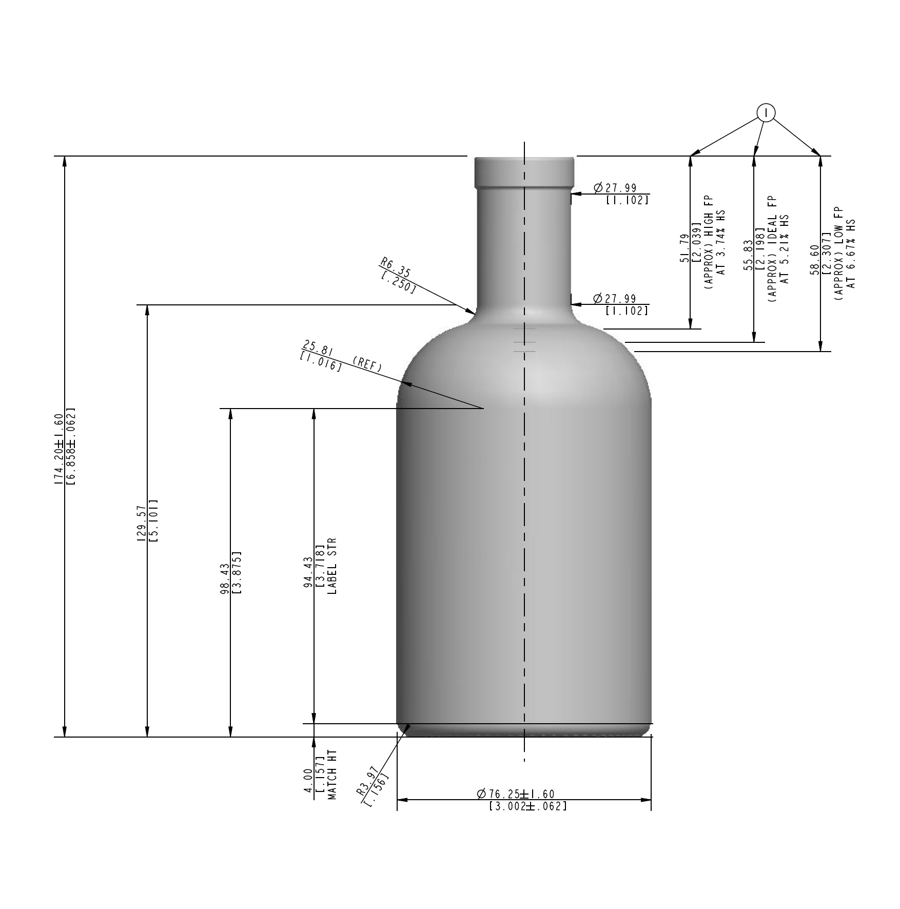 ENVASE DE VIDRIO KALEIDO 375cc FLINT CORCHO