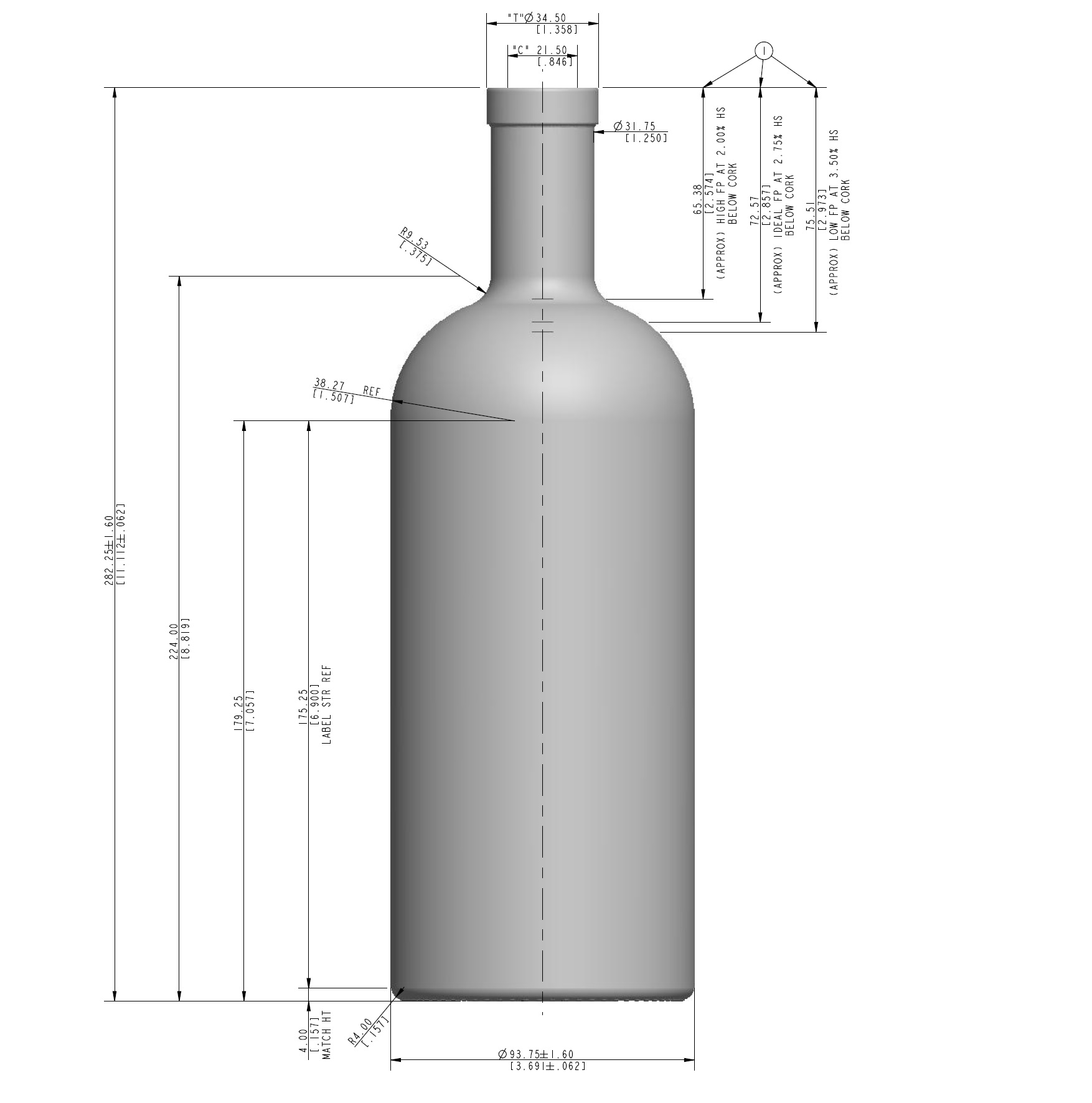 ENVASE DE VIDRIO KALEIDO 1000cc FLINT CORCHO